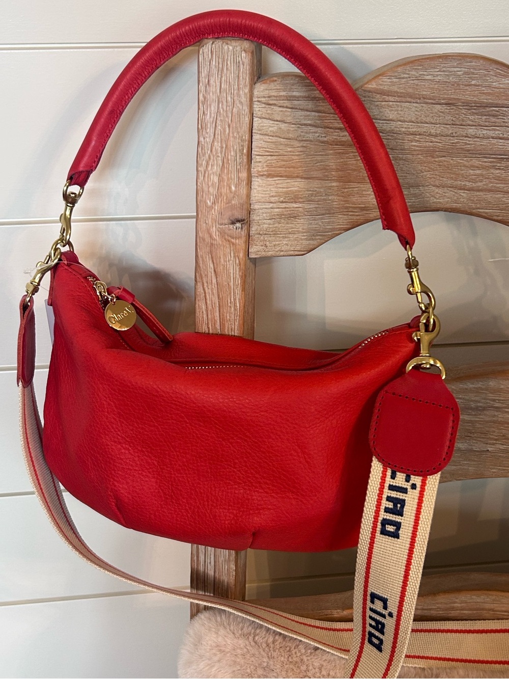 Clare V. - NWT - Petit Moyen Red Leather
Bag + Woven Ciao Crossbody Strap